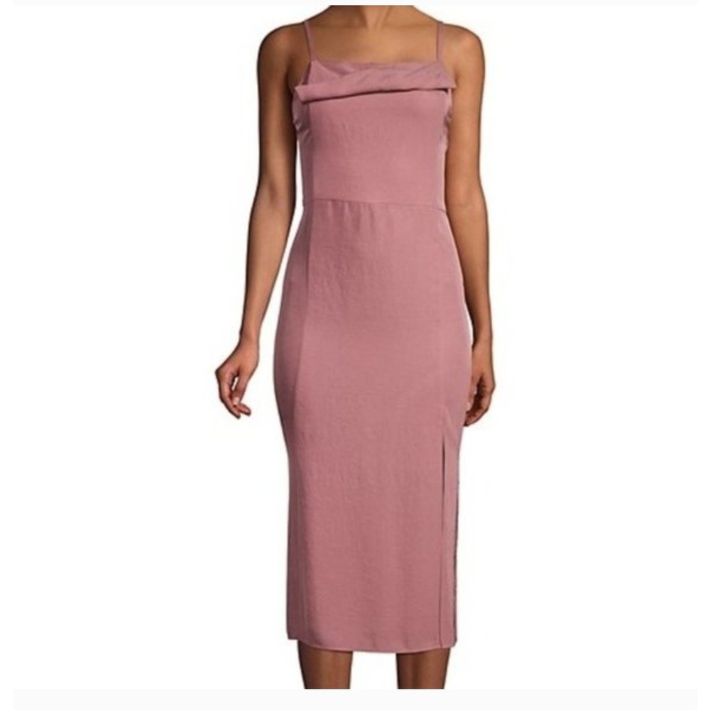 Vince Twist Front Camisole‎ Slip Midi Dress Dusty Rose Pink Ombre NEW $325 Sz 8